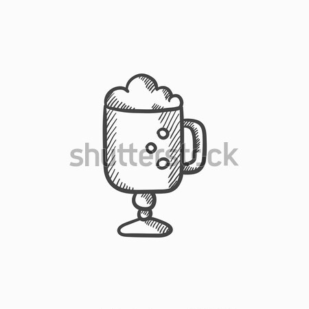 Glass mug with foam sketch icon. Stock photo © RAStudio