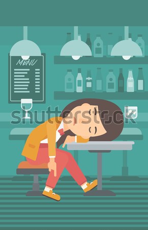 человека питьевой Бар азиатских печально сидят Сток-фото © RAStudio