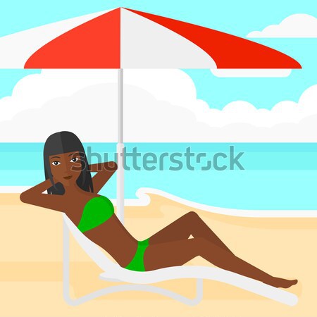 Woman relaxing on beach chair vector illustration. Stock photo © RAStudio