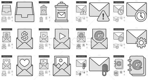 Email line icon set. Stock photo © RAStudio