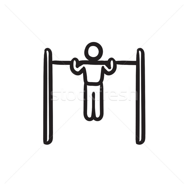 Jimnastikçi egzersiz bar kroki ikon vektör Stok fotoğraf © RAStudio