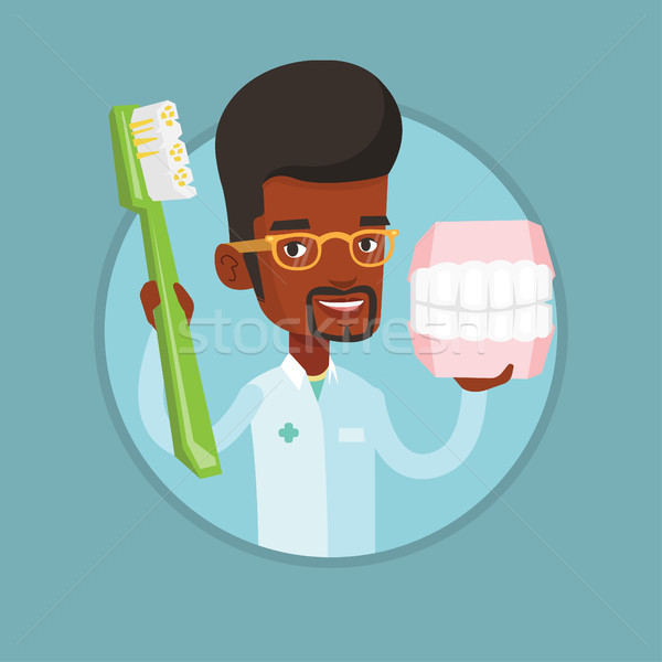 Dentysta stomatologicznych szczęka model szczoteczka Zdjęcia stock © RAStudio