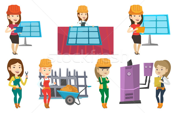 Foto stock: Vector · establecer · constructores · técnico