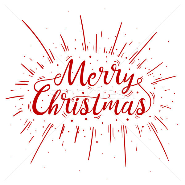 Hand lettered red Merry Christmas text with burst. Stock photo © RAStudio