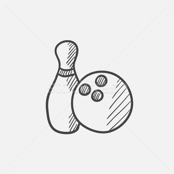 Bowlingkugel Skizze Symbol Web mobile Infografiken Stock foto © RAStudio
