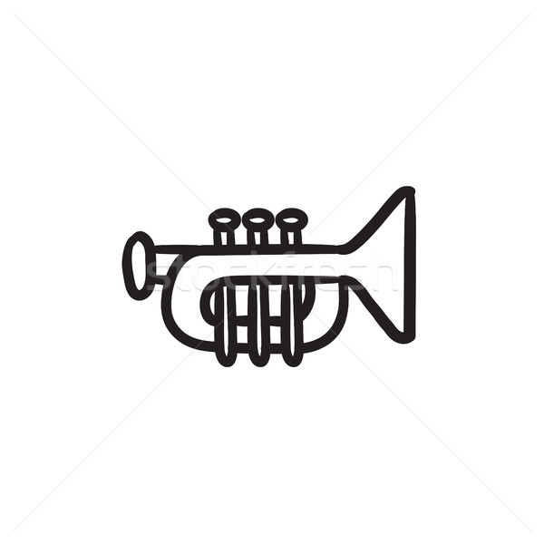 Stock photo: Trumpet sketch icon.
