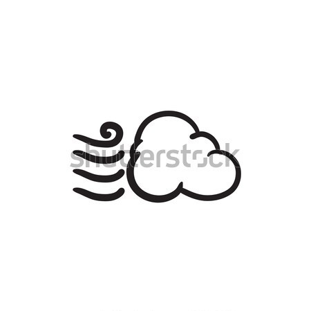 ストックフォト: 風の強い · 雲 · スケッチ · アイコン · ベクトル · 孤立した