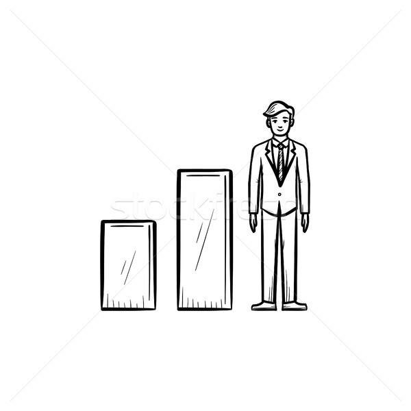 Stock photo: Business growth hand drawn sketch icon.