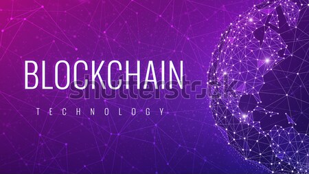 Stock photo: Blockchain technology futuristic hud ultraviolet banner.