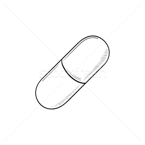 Capsula pilulă schita mazgalitura icoană Imagine de stoc © RAStudio