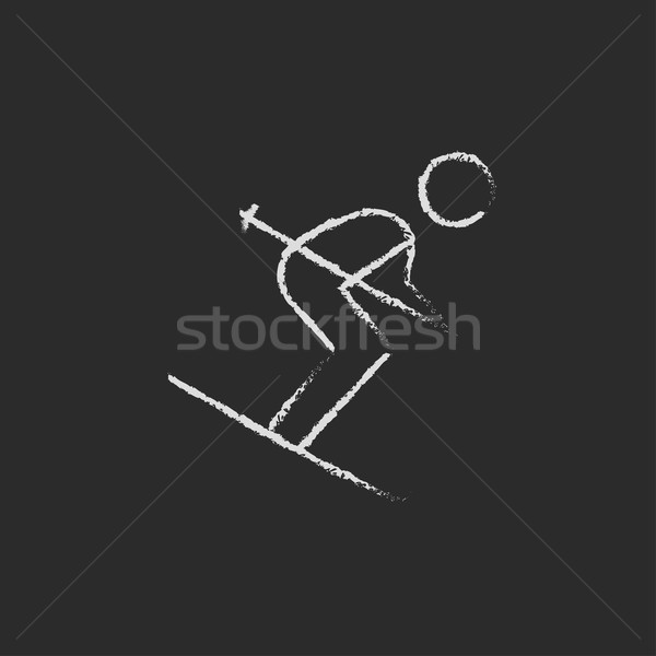 Downhill skiing icon drawn in chalk. Stock photo © RAStudio