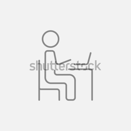 Businessman working at his laptop line icon. Stock photo © RAStudio