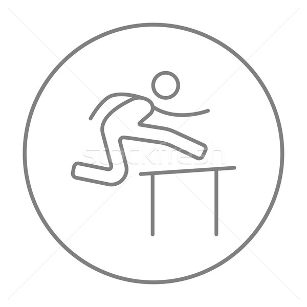 Man running over barrier line icon. Stock photo © RAStudio
