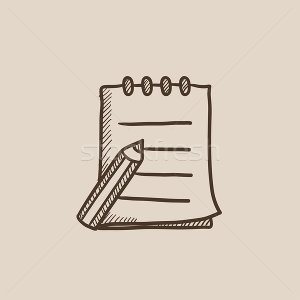 Writing pad and pen sketch icon. Stock photo © RAStudio