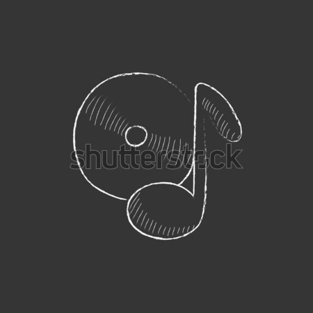 Note with disk. Drawn in chalk icon. Stock photo © RAStudio