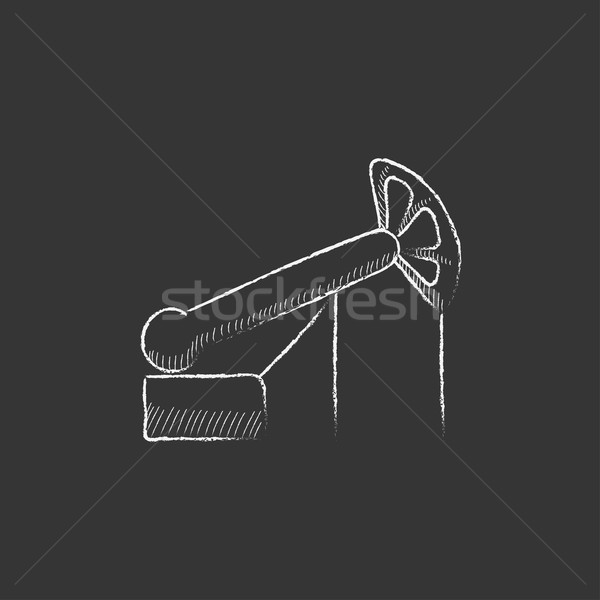 Stock photo: Pump jack oil crane. Drawn in chalk icon.
