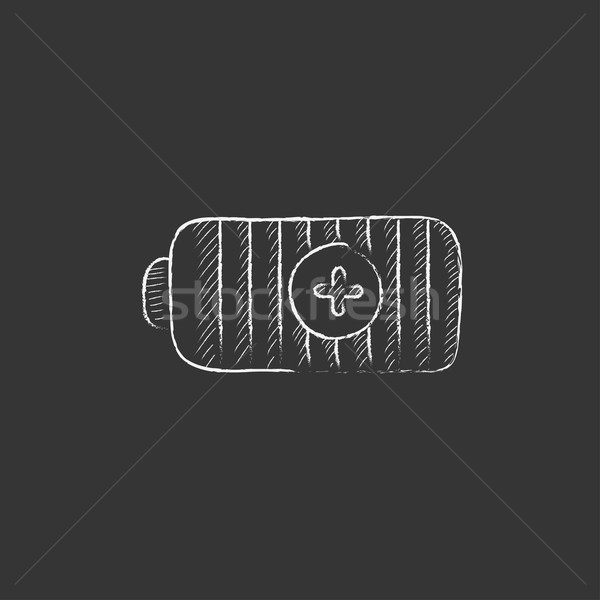 Fully charged battery. Drawn in chalk icon. Stock photo © RAStudio