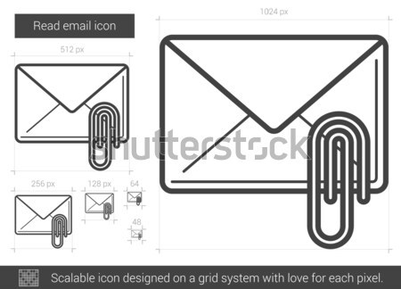 Stockfoto: Lezen · e-mail · lijn · icon · vector · geïsoleerd