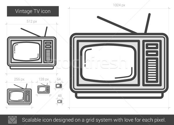 Vintage TV line icon. Stock photo © RAStudio