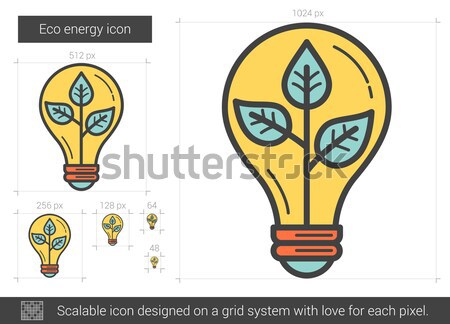 Foto d'archivio: Eco · energia · line · icona · vettore · isolato