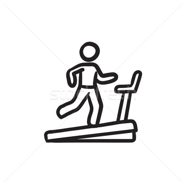 Man running on treadmill sketch icon. Stock photo © RAStudio
