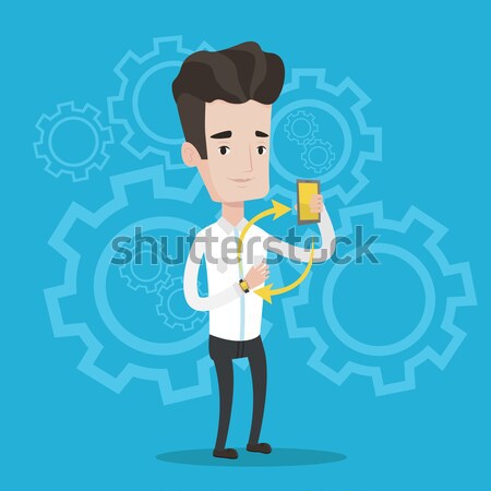 Synchronization between smartwatch and smartphone. Stock photo © RAStudio