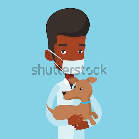 Veterinarian with dog in hands vector illustration Stock photo © RAStudio