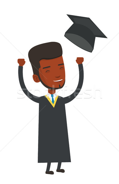 Graduate throwing up his hat vector illustration. Stock photo © RAStudio