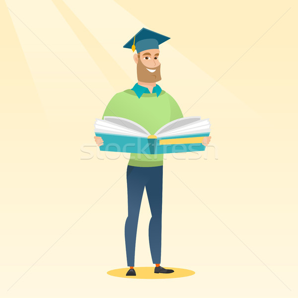 Graduate with book in hands vector illustration. Stock photo © RAStudio