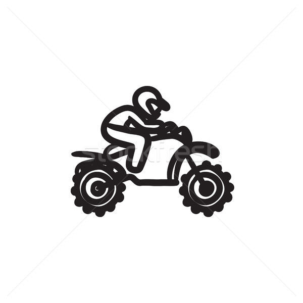 Hombre equitación motocross moto boceto icono Foto stock © RAStudio