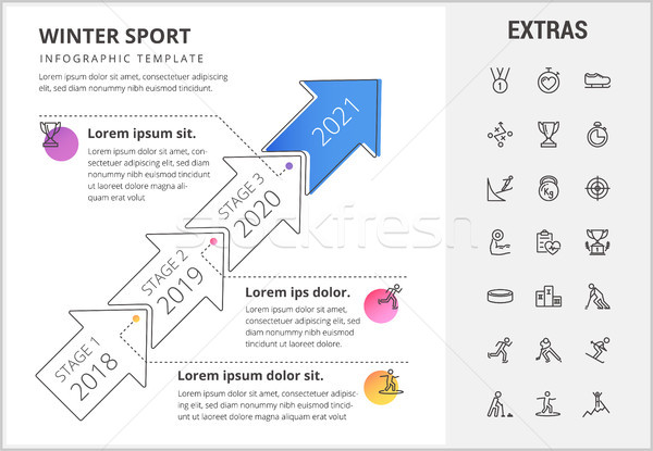 Sports d'hiver modèle icônes chronologie [[stock_photo]] © RAStudio