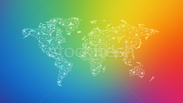 Polygon world map on multicolored background Stock photo © RAStudio