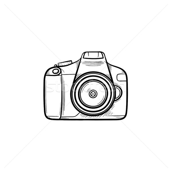 Stock photo: Camera hand drawn outline doodle icon.