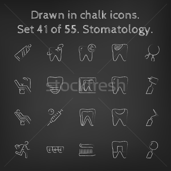 Stomatology icon set drawn in chalk. Stock photo © RAStudio
