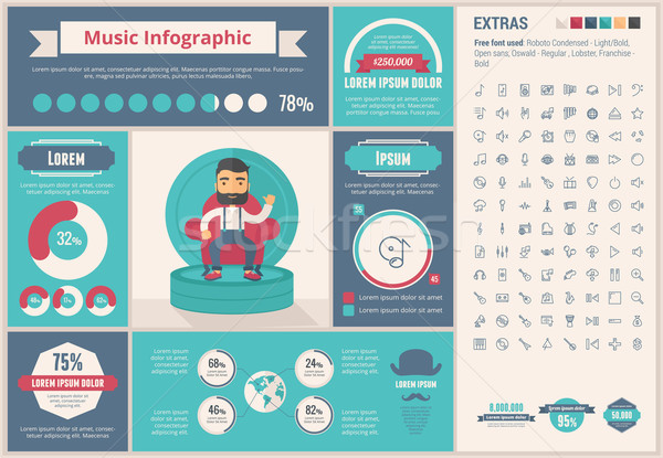 Music flat design Infographic Template Stock photo © RAStudio