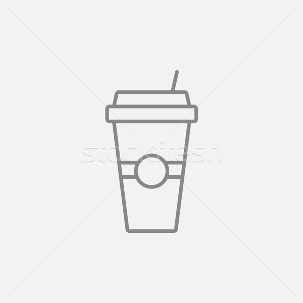ストックフォト: 使い捨て · カップ · 飲料 · わら · 行 · アイコン