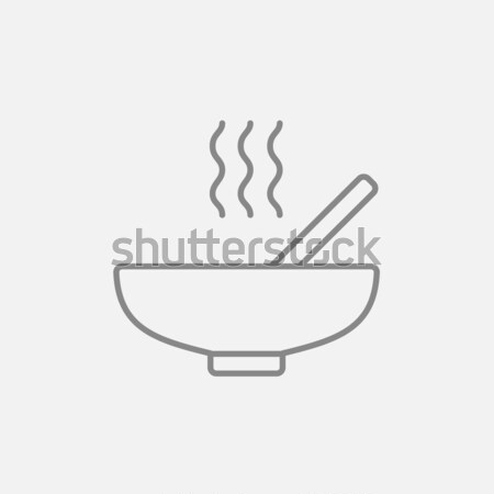 碗 熱 湯 勺子 線 圖標 商業照片 © RAStudio