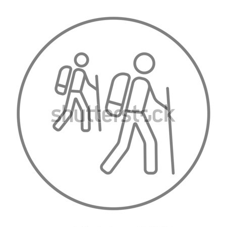 Toeristische backpackers lijn icon web mobiele Stockfoto © RAStudio