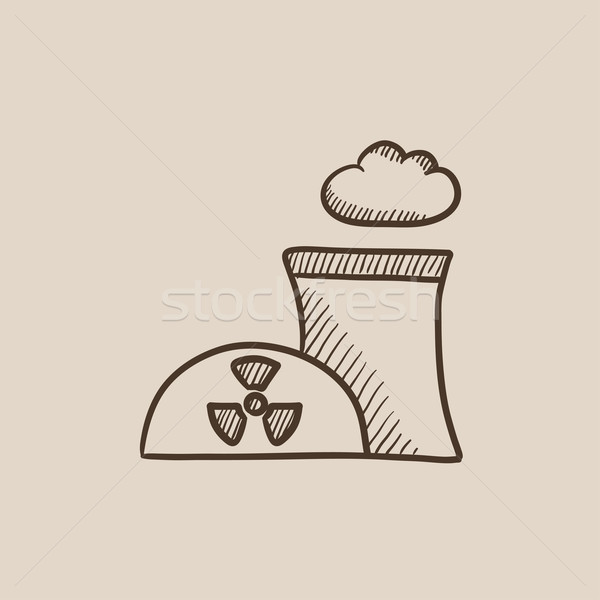 Nukleáris erőmű rajz ikon háló mobil Stock fotó © RAStudio