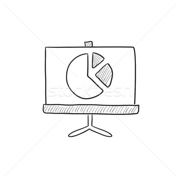 Képernyő kördiagram rajz ikon vektor izolált Stock fotó © RAStudio