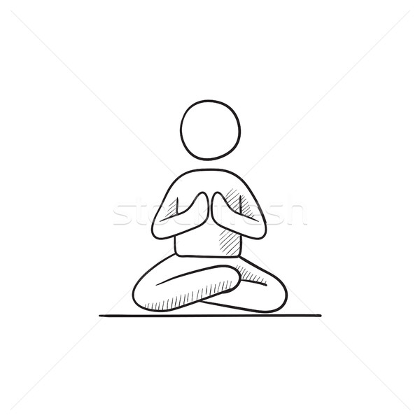 Continuous line drawing of girl in meditation. isolated sketch • wall  stickers stroke, thin, symbol | myloview.com
