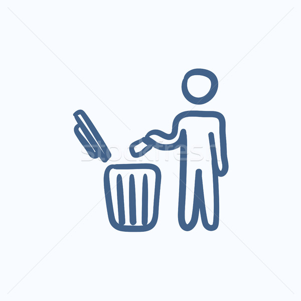 Man throwing garbage in a bin sketch icon. Stock photo © RAStudio