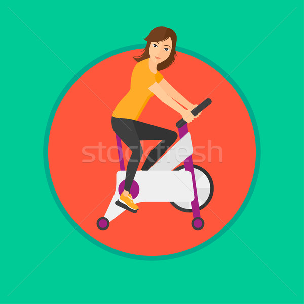 Stock fotó: Nő · lovaglás · mozdulatlan · bicikli · sportos · testmozgás