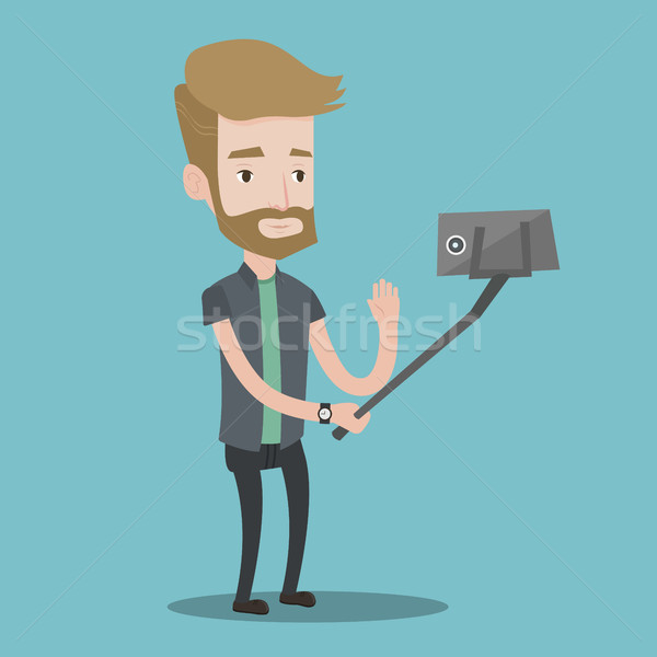 Stock photo: Man making selfie vector illustration.