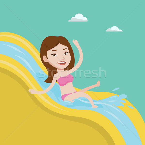 Woman riding down waterslide vector illustration. Stock photo © RAStudio