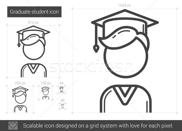 商業照片: 畢業 · 學生 · 線 · 圖標 · 向量 · 孤立