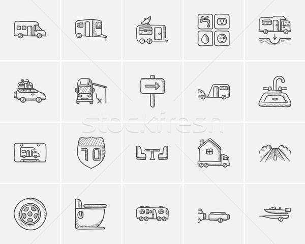 Travel and holiday sketch icon set. Stock photo © RAStudio