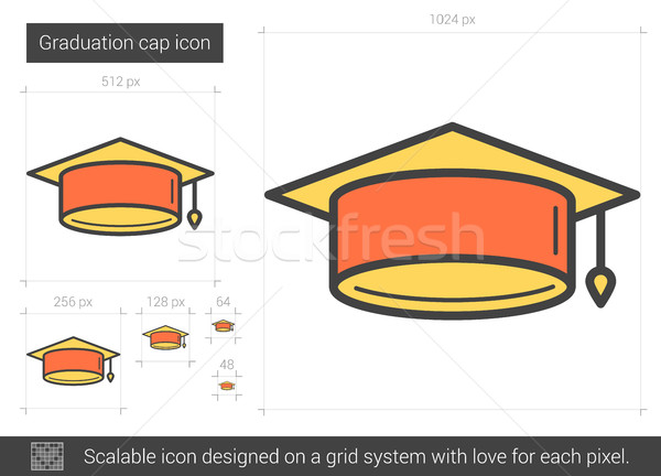 Graduation cap ligne icône vecteur isolé [[stock_photo]] © RAStudio