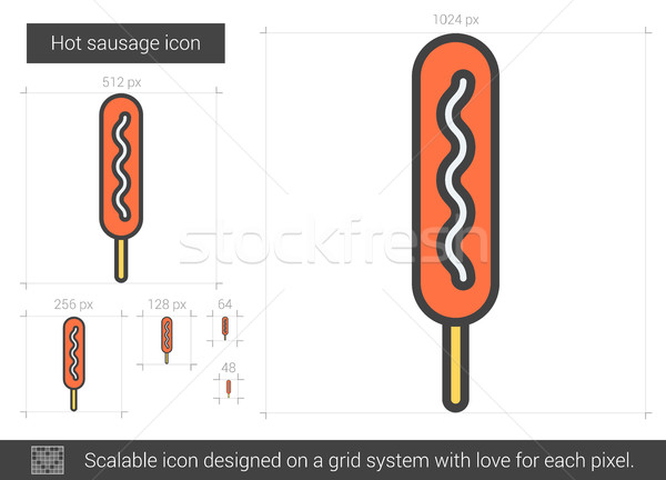 Stockfoto: Hot · worst · lijn · icon · vector · geïsoleerd