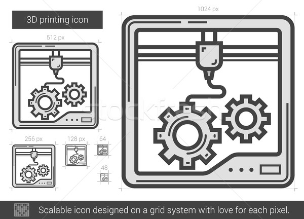 Three D printing line icon. Stock photo © RAStudio